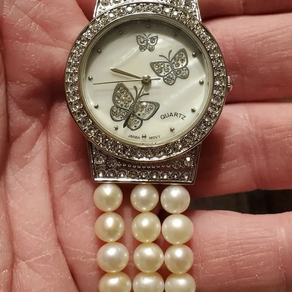 Limited Edition! Ross Simons Butterfly and Pearl Wristwatch Papilon